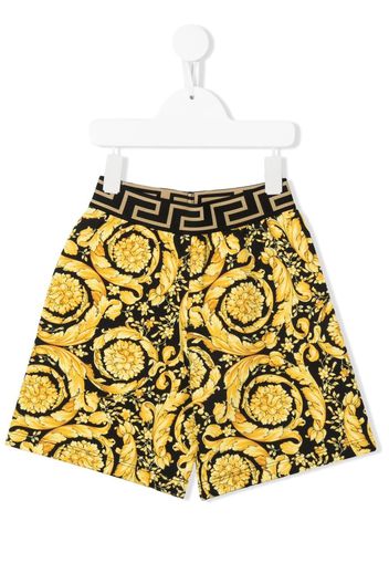 Versace Kids Shorts mit barockem Print - Schwarz