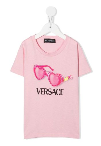 Versace Kids sunglasses-print cotton T-shirt - Rosa
