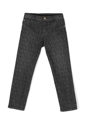 Versace Kids Skinny-Jeans mit Logo-Print - Schwarz