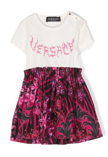 Versace Kids logo-print layered T-shirt dress - Weiß
