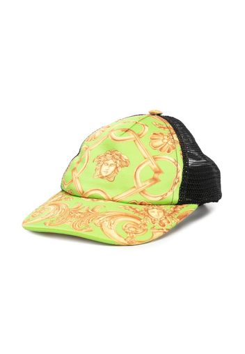 Versace Kids baroque logo-print mesh cap - Grün