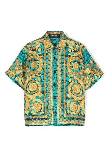 Versace Kids Barocco-print silk shirt - Grün