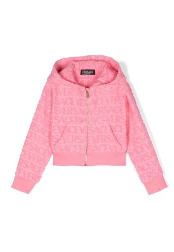 Versace Kids jacquard-logo hooded jacket - Rosa