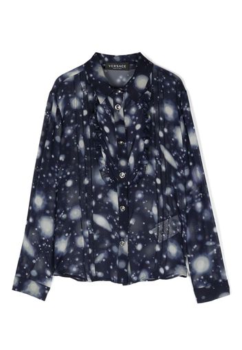 Versace Kids space-print silk shirt - Blau