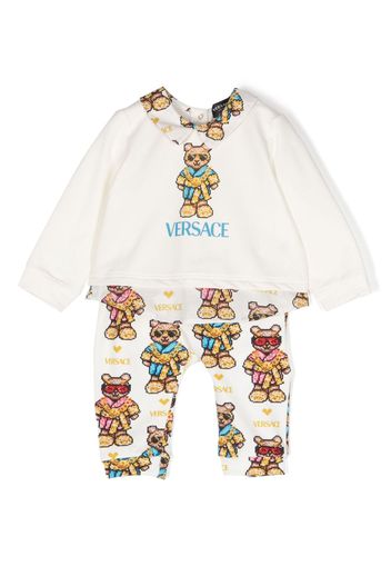 Versace Kids Pixel Teddy-print cotton-blend set - Nude