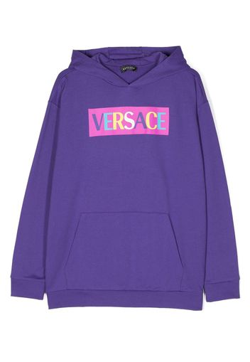 Versace Kids logo-print drop-shoulder hoodie - Violett