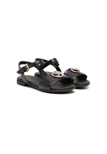 Versace Kids Crystal Heart leather sandals - Schwarz