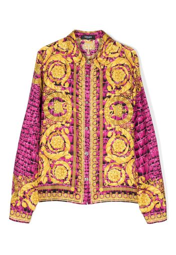 Versace Kids Barocco Kids print silk shirt - Rosa