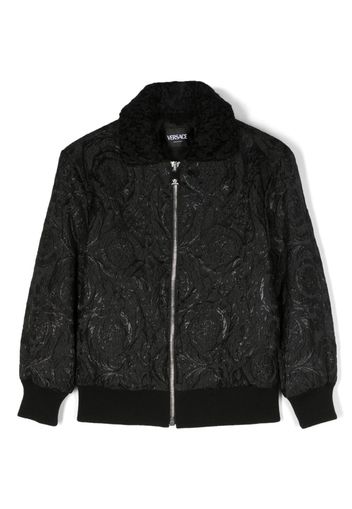 Versace Kids textured-finish bomber jacket - Schwarz