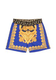 Versace Kids Barocco-print cotton shorts - Blau