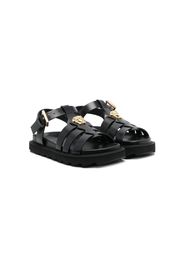 Versace Kids Medusa-plaque leather sandals - Schwarz