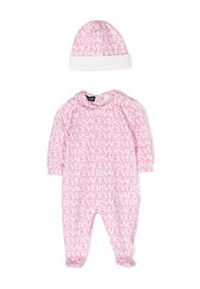 Versace Kids logo-print pajama and beanie set - Rosa