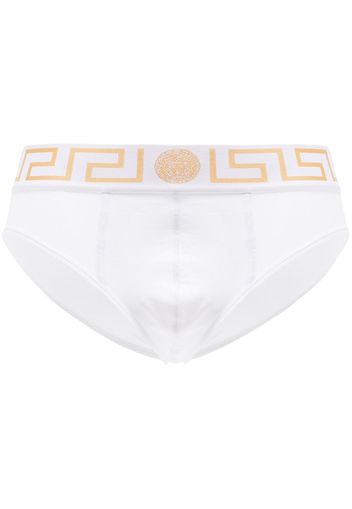 Versace Slip mit Greca-Motiv - Weiß