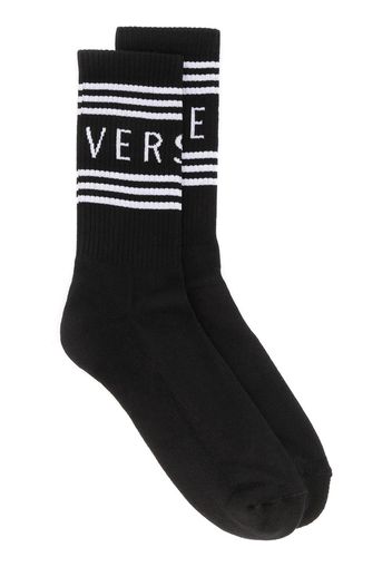 Versace Socken mit Logo-Print - Schwarz