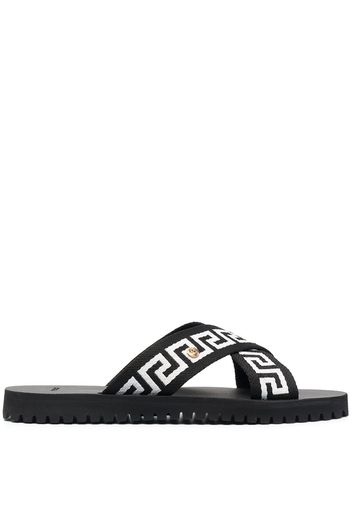 Versace Sandalen mit Greca-Motiv - Schwarz