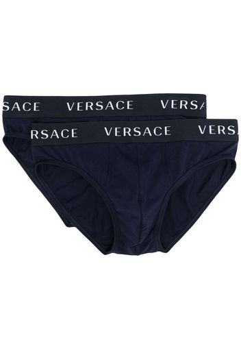 Versace Shorts mit Logo-Bund - Blau