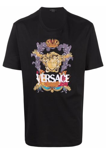 Versace T-Shirt mit Medusa-Stickerei - Schwarz