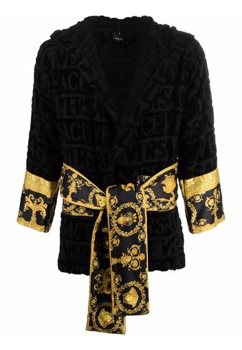 Versace Bademantel mit Barocco-Print - Schwarz