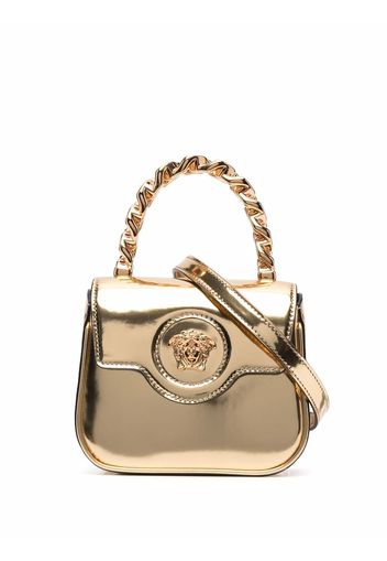 Versace Medusa polished leather bag - Gold