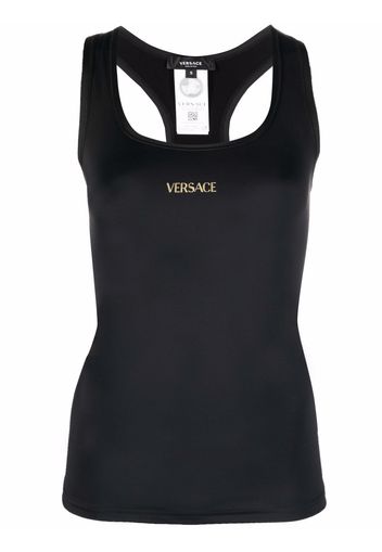 Versace logo-print square-neck performance tank top - Schwarz