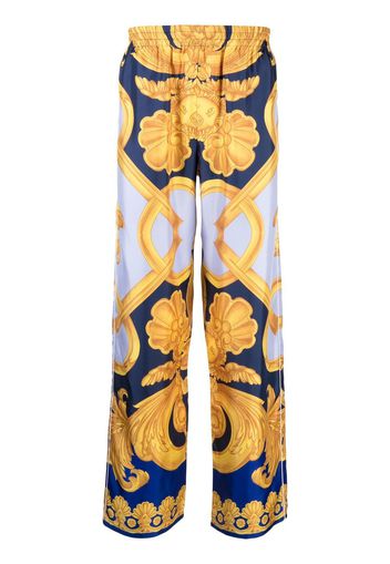 Versace baroque-print silk trousers - Gold