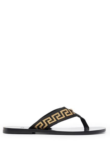 Versace Flip-Flops mit Greca-Muster - Schwarz