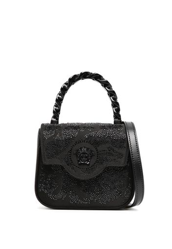 Versace Medusa-plaque crystal-embellished shoulder bag - Schwarz