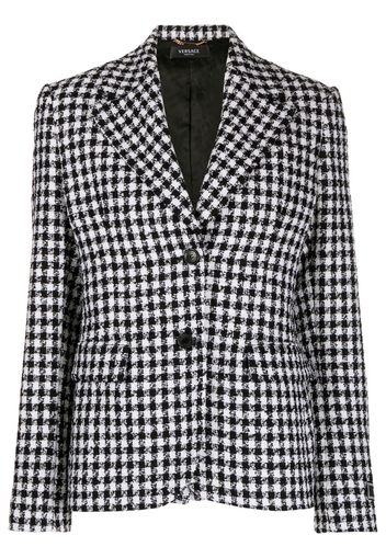 Versace dogtooth single-breasted tweed blazer - Schwarz