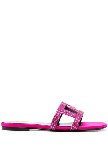 Versace Greca Maze crystal flat sandals - Rosa