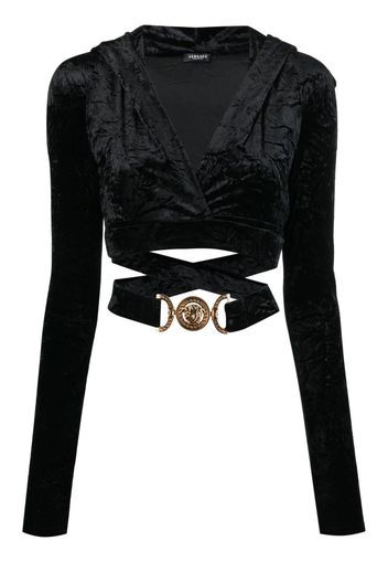 Versace crossover velvet-finish top - Schwarz