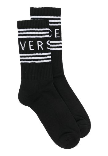 Versace logo-print ribbed socks - Schwarz