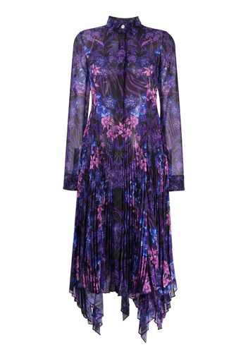 Versace Orchid Barocco-print pleated shirtdress - Schwarz