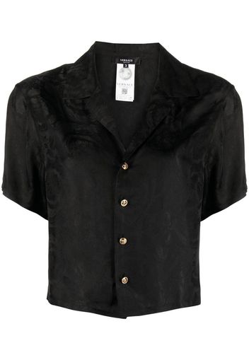 Versace floral-jacquard cropped shirt - Schwarz