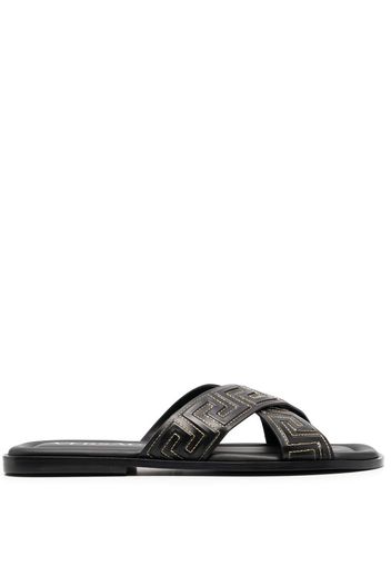 Versace Greca leather slides - Schwarz