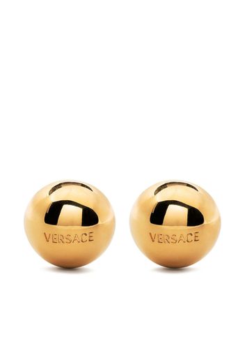 Versace logo-engraved stud earrings - Gold