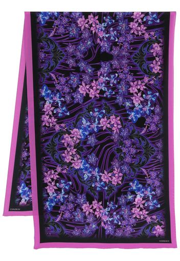 Versace floral-print silk scarf - Schwarz