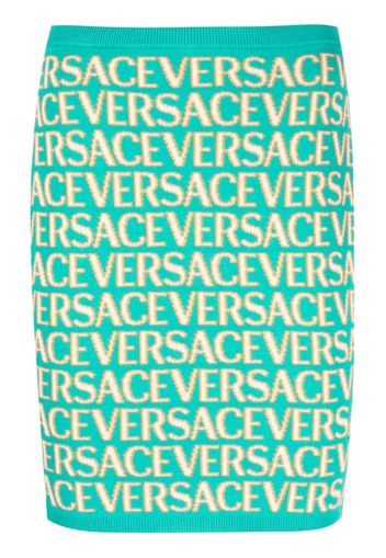 Versace Allover logo-print knitted skirt - Blau