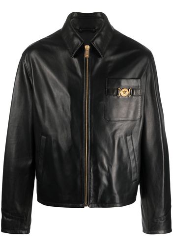 Versace Medusa logo-plaque leather jacket - Schwarz