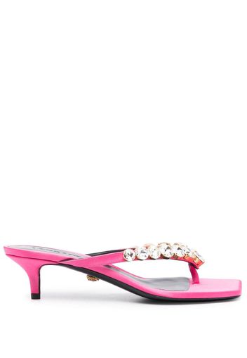 Versace 55mm crystal-embellished thong mules - Rosa