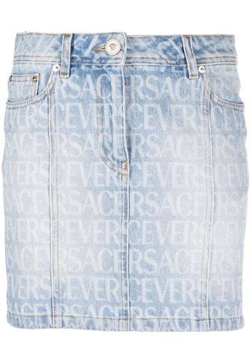 Versace Versace Allover Denim Mini Skirt - Blau