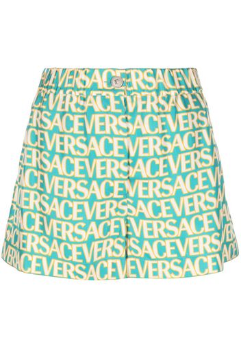 Versace logo-print silk shorts - Blau