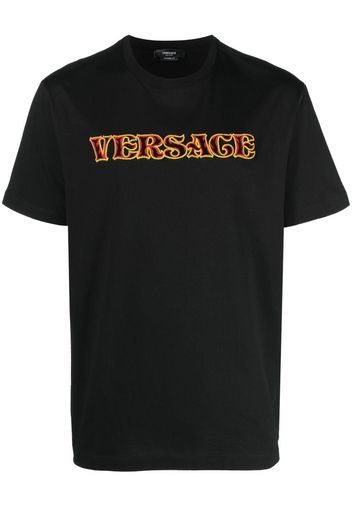 Versace logo-appliqué cotton T-shirt - Schwarz