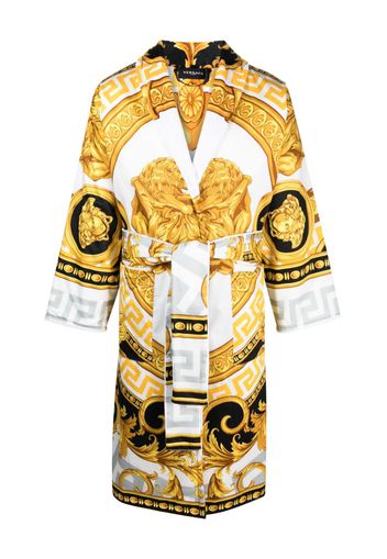 Versace Barocco-print belted coat - Weiß