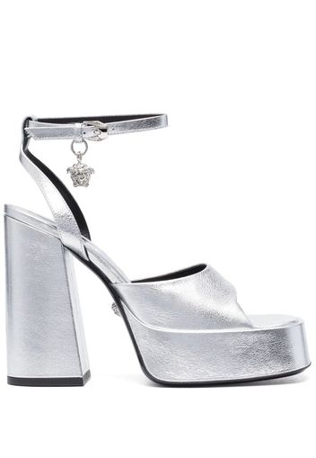 Versace Medusa 130mm platform leather sandals - Silber