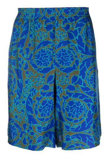 Versace abstract-print silk shorts - Blau