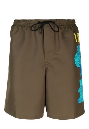 Versace side logo-print swim shorts - Grün