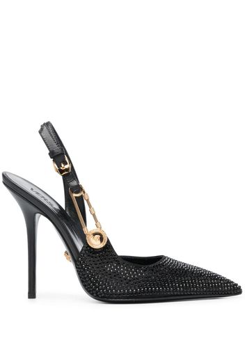 Versace 125mm safety-pin leather pumps - Schwarz