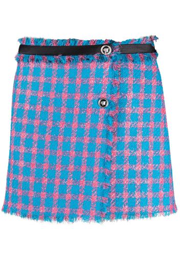 Versace check-pattern tweed miniskirt - Blau