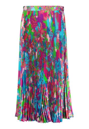 Versace abstract-print pleated midi skirt - Blau