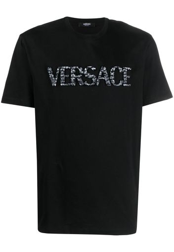 Versace logo-appliqué cotton T-shirt - Schwarz